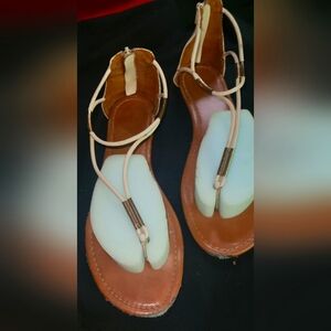 Christian Siriano Tan and Cream Sandals